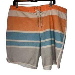 Chip & Pepper Orange Blue Stripe Lace-Up Swim Shorts Men’s 38 Surf